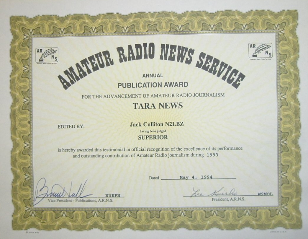 ARNS Certificate